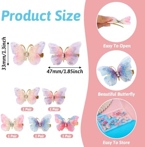 FASHEWELRY 10Pcs 3D Cloth Butterfly Hair Clips, Alligator Hair Clips for Girls Women, Hair Accessories Making, 33x47x13mm