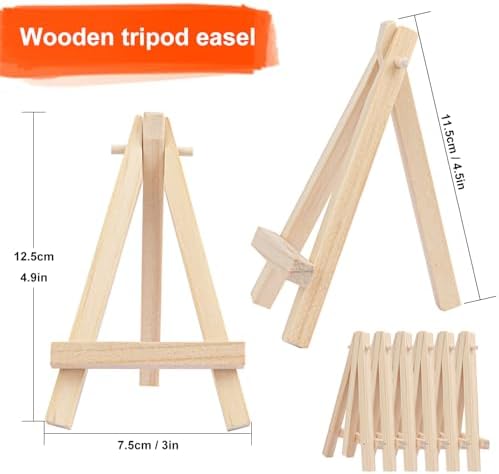 Yiksonyo 96 Pack 4.5 Inch Wooden Easel, Tabletop Wood Easels, Small Wooden Easel for Painting, Art, and Crafts