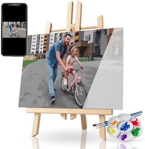 Dazella Custom Father's Day Gifts,Paint by Number from Photo,Personalized Dad Gifts for Dad from Son Daughter Unique,DIY Canvas Paint by Numbers for Beginners