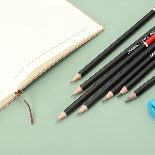 PATIKIL 5B Drawing Pencils for Sketching, 12PCS Sketch Pencils for Drawing Art Pencils Graphite Wood Pre-sharpened for Drawing Sketching Artists, 5B Pencils Black Red Rod