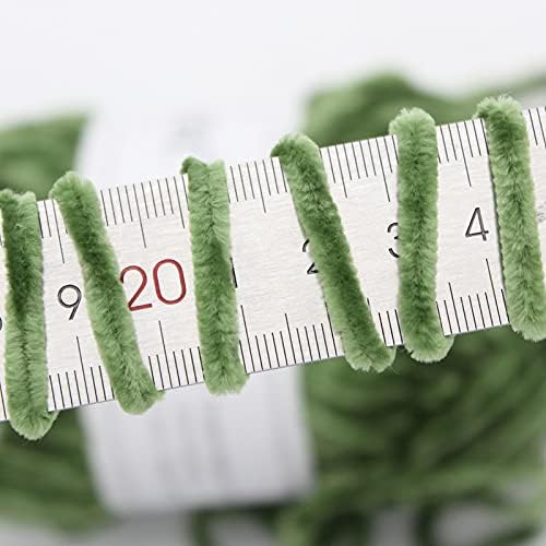 NICEEC 2 Skeins Soft Chenille Yarn 2 x255m (2X 279yds, 3X 150g)_Army Green