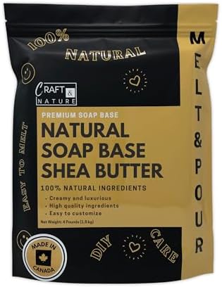 Craft & Nature 4 LB All Natural Clear Moisturizing Glycerin Melt And Pour Soap Base for Soap Making (4 Pound, Shea Butter (Unscented)) | Melt And Pour