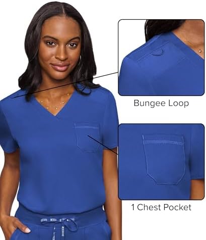 Med Couture Touch Women's Scrub Tops V-Neck Tuck-in Top with 1 Pocket