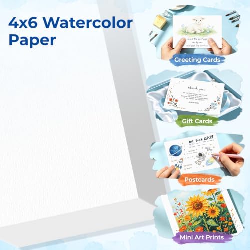 375 Sheets Watercolor Paper 4x6, 110lb/230 GSM Cold Press Water Color Paper