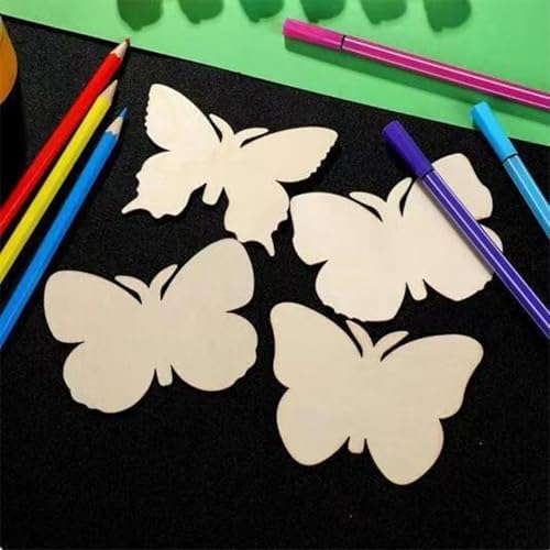 Wooden Butterfly Decorations, 10 pcs Blank WoodNot Yet Completed3.5 x 2.6 in Used for Painting and Decoration DIY Technology, Hanging skrnrhrery