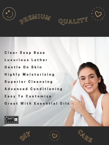 Craft & Nature 4 LB All Natural Clear Moisturizing Glycerin Melt And Pour Soap Base for Soap Making (4 Pound (Pack of 1), Clear (Unscented))