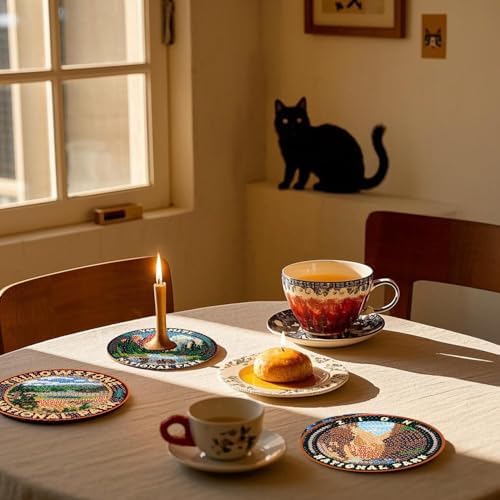 8 Pcs National park Diamond Art Coasters Kits,Diamond Painting Coasters ﻿ ﻿