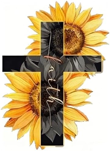 Domnpes Cross Diamond Art, Sunflower Diamond Painting Kit for Adults