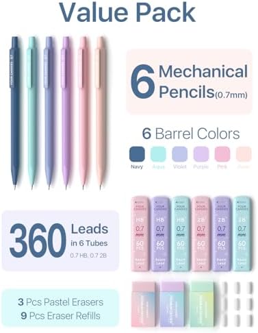 Four Candies Cute Mechanical Pencil Set, 0.7mm Medium Point, 6-Count Pack