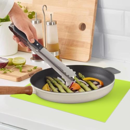 Silicone Mat for Crafts, 15.7" x 11.8" Silicone Placemats for Kids Dining Table Waterproof Countertop Protector, Heat Insulation Kitchen Pastry Rolling Dough Pad Tool, Green