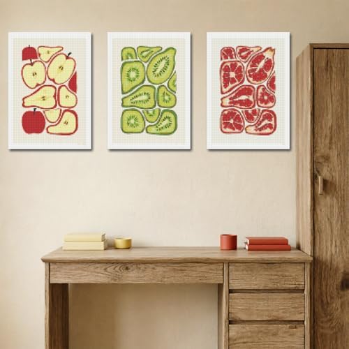 DOTSOPS 4Pcs Fruit Slices Diamond Painting Kits for Adults Round Full Drill