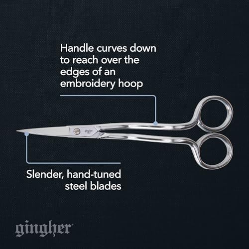 Gingher 6" Double-Curved Embroidery & Applique Scissors for Crafting