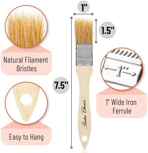 Bates- Chip Paint Brushes for Painting, 1 Inch, 24 Pack, Wood Handle, Natural Bristle Paint Brush