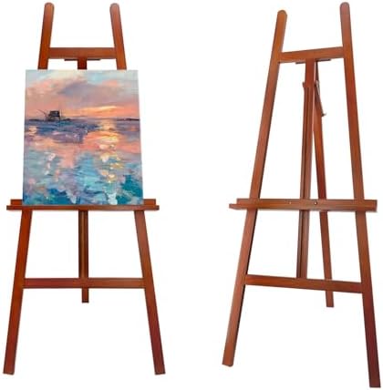 Large Walnut Wooden Easel Stand for Sign, A-Frame Painting Easel