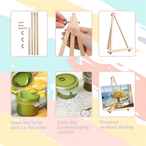 Vase Flower Paint by Numbers for Adults with Framed Canvas - Wooden Easel