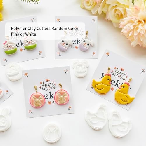 Easter Polymer Clay Cutters Set - 12pcs Sharp & Durable Bunny, Chick, Ice Cream & Egg Shapes for DIY Earring Jewelry Making, Soft Clay Crafts & Spring Holiday Supplies