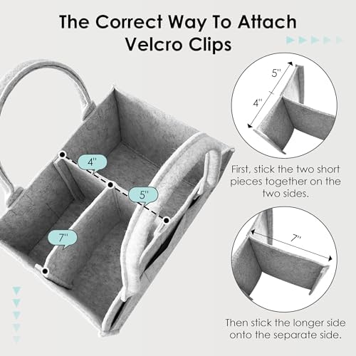HIPHOP PANDA 2-Pack Diaper Caddy Organizer - Newborn Essentials Baby Registry Must Haves - Sturdy Nursery Storage Bin & Portable Car Caddy for Diapers & Wipes - Grey/Oatmeal Gift Set
