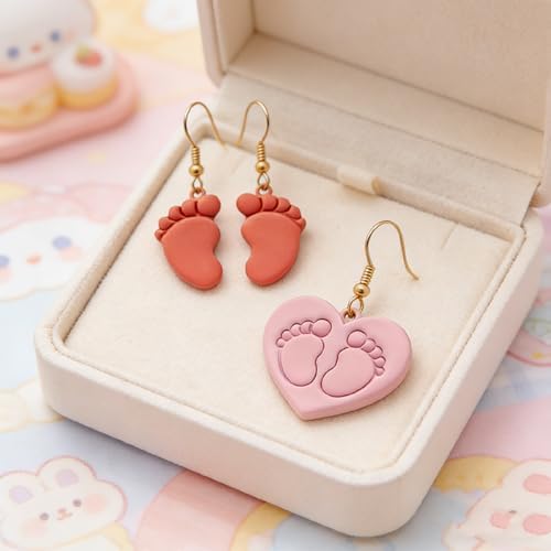 9 Pcs Newborn Celebration Polymer Clay Cutters Set - Baby Footprint, Nativity & Playful Imprint Cutters for Polymer Clay Jewelry Making, Fit Gift for New Parents & Family