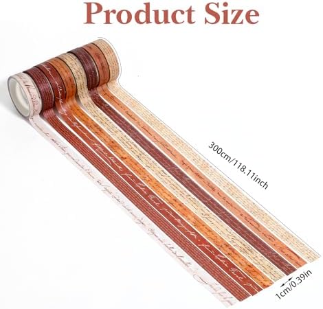 8 Rolls Arts Adhesive Tapes, Vintage Washi Tape Set