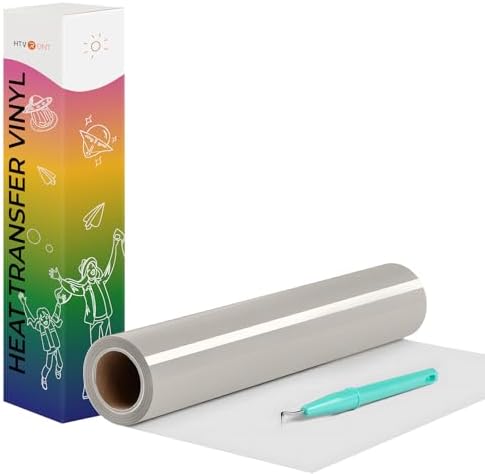 HTVRONT Heat Transfer Vinyl Grey HTV Rolls, 12" x 20ft