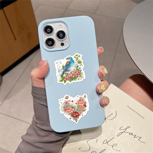 55PCs Beautiful Flowers Stickers Pack, Transparent Stickers for Hydro Flask, Laptop, Water Bottle, Aesthetic Vinyl Waterproof Decals for Toddlers, Teens, Gift & Party Favor Decals(Colourful-K2)