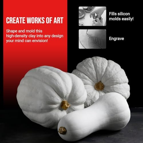 CALPALMY Moldable Foam Clay - 300g High Density Air Dry Clay for Intricate Designs, Cosplay, Crafting, and Artistic Projects - Cutting with a Knife or Rotary Tool, Sanding or Shaping (White)