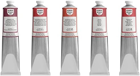 Lukas Studio Artist Oil Color Paints - High-pigment oil paint made with natural binder for artist, painting, & more! - [Reds - 200 mL]