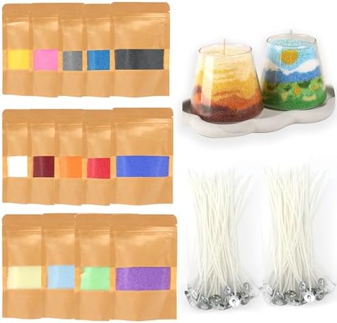 Monivi Sand Candles with Wicks Unscented 14Colors Pearled Candle Sand