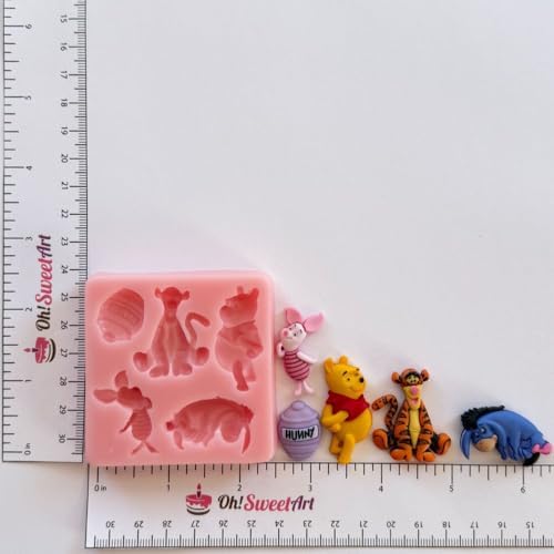 Winnie the Pooh and Friends (MEASUREMENTS SECOND PICTURE/NO RETURNS) Silicone Mold By Oh! Sweet Art