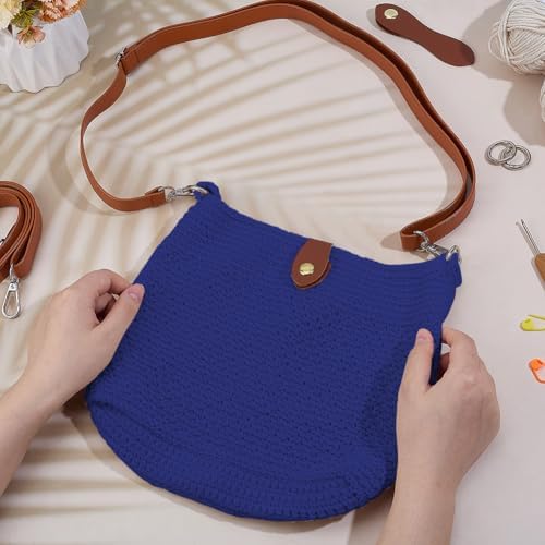 ACRNIGHEET Crochet Bag Kit for Beginners Crochet Purse for Women DIY Tote Bag Making Kit with Step-by-Step Tutorials Knitting Supplies for Adults Crafts Boho Gift Idea (Blue)