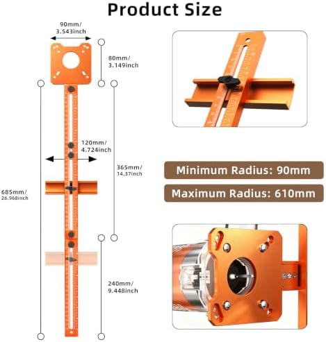 Imbot Router Circle Cutting Jig Adjustable Woodworking Cabinet Hardware