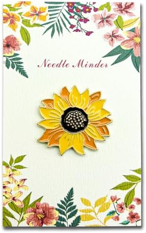 Needle Minder for Keeping Sewing & Embroidery Needles – Magnetic Needlepoint Holder, Cross Stitch Supplies – Secure & Decorative Needle Minders for Stitching & Crafting (Sunflower)