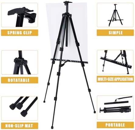 MXG Aluminum Art Easel,Professional Black Display Easel for Painting&Sign