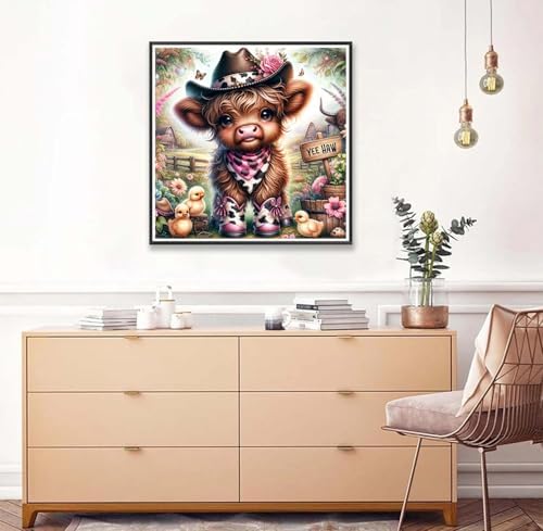 Axquilon Aquilon Highland Cow Diamond Art Kits for Adults 14x14 inch