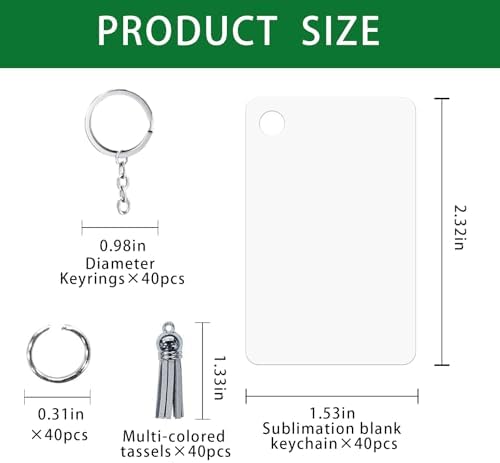 UJL 120pcs Sublimation Blanks Keychains Double Side Rectangle Blank Keychains With Tassels For Sublimation Keychain Blanks