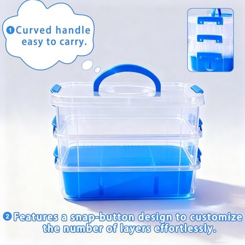 Bead Organizers for Art Craft Storage,3-Tier Stackable Storage Container Box,87 Pieces Plastic Storage Cases Mini Clear Bead Storage Containers Transparent Boxes