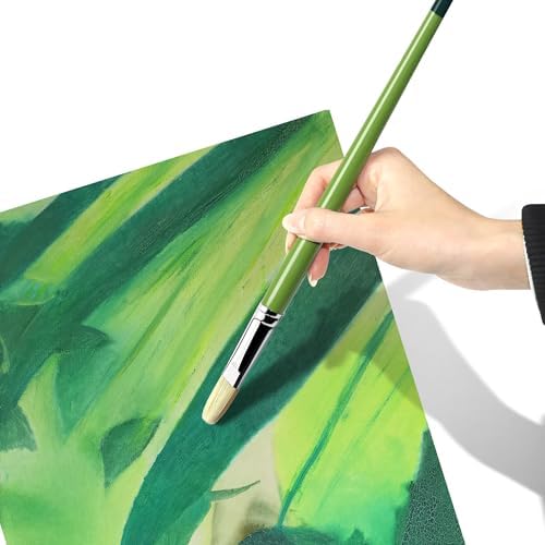 XDT#515 Filbert Artist Paint Brush 6 Piece Set Medium Stiff Hog Bristle Extra Long Handle #2#4#6#8#10#12, Acrylic Oil Watercolor