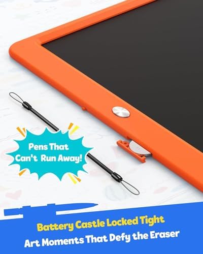 TEKFUN LCD Writing Tablet Doodle Board, 16inch Colorful Drawing Tablet Kids Travel Essentials, Kid Toys 6 7 8 Year Old Girls Boys (Orange)