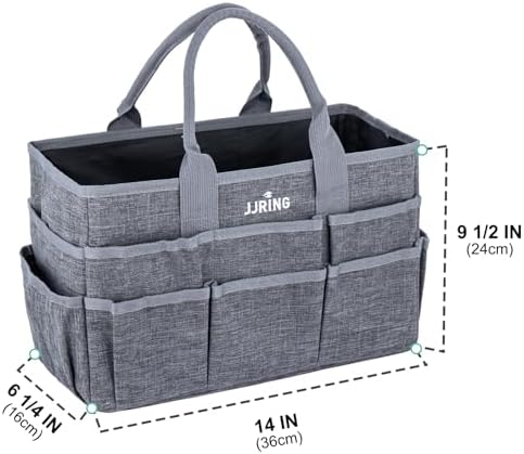 JJRING Craft Tote Bag Organizer For Art Storage With Multiple Pockets, Grey