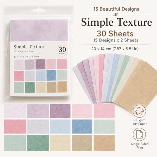 30 Sheets Simple Texture Scrapbook Paper, Aesthetic Craft Paper for Journaling, Card Making, Gift Wrapping and DIY Collage