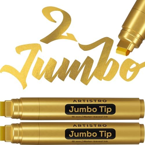 ARTISTRO Gold Acrylic Paint Markers - 15mm Jumbo-Tip - Set of 2