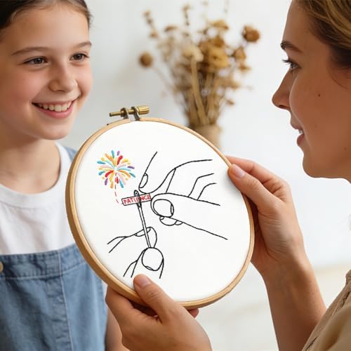 Beginner Embroidery Starter Kit, Easy Hand Embroidery Kits for Beginners Adults, Stamped Cross Stitch Kits for Beginners Adults Craft Kits for Women, Entire Set of Embroidery Supplies & Video Tutorial