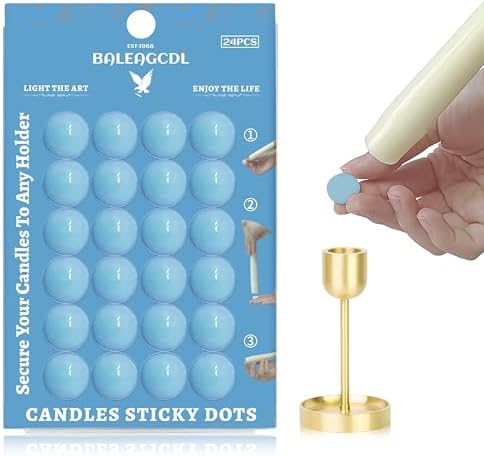 Candle Sticky Dots - Blue Wax Candle Adhesive Dots - Unscented Cire Adhesive for Secure Candle Placement - Easy Clean and Traceless Adhesive for DIY Projects - Pack of 24