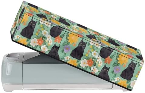 Binienty Black Cat Flowers Cutting Machine Dust Covers, Cute Animal Print Scrapbooking Die-Cut Machine Protector Universal for Most Standard Cutting Machines, Housewarming Gifts