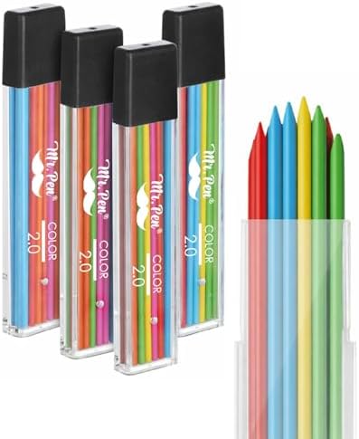 Mr. Pen- 2.0 mm Lead Refills, 48 Pack (12 per Tube), Colorful, 90 mm Length