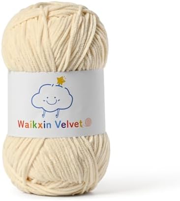 Fluffy Chenille Yarn for Crocheting，Baby Yarn for Crocheting Soft，50g/1.76oz Velvet Amigurumi Yarn ，Fingering Weight Yarns for Crocheting Baby Blankets、DIY Craft.(Beige)