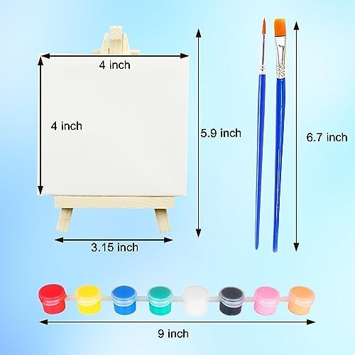 Mini Canvas Paint and Easel 24 Set Art Painting Kits Craft Gift