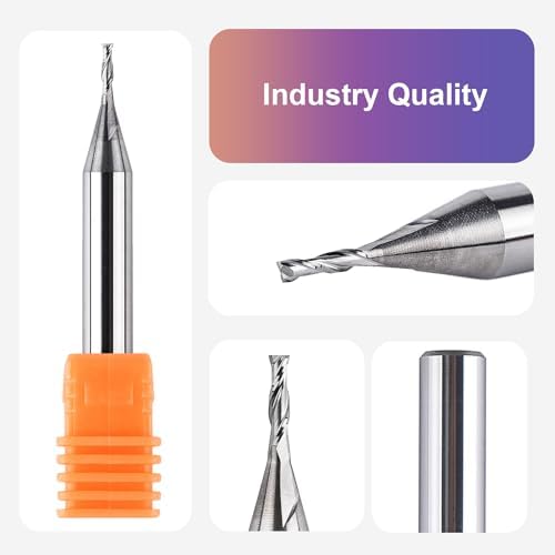 SpeTool 1/16 Inch Cutting Diameter Upcut Spiral Router Bit with 1/4 Inch Shank 1/4 Inch Cutting Length 2 Inch OVL, Solid Carbide Plunge Router Bits CNC Mill for Woodworking