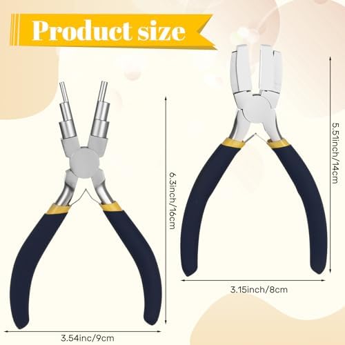 Mudder 2 Pcs Jewelry Making Tool 6 in 1 Bail Making Plier,Blue and Yellow