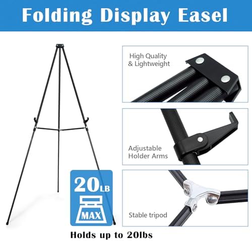 Falling in Art 70" Adjustable Aluminum Display Easel Stand, Holds 20 lbs